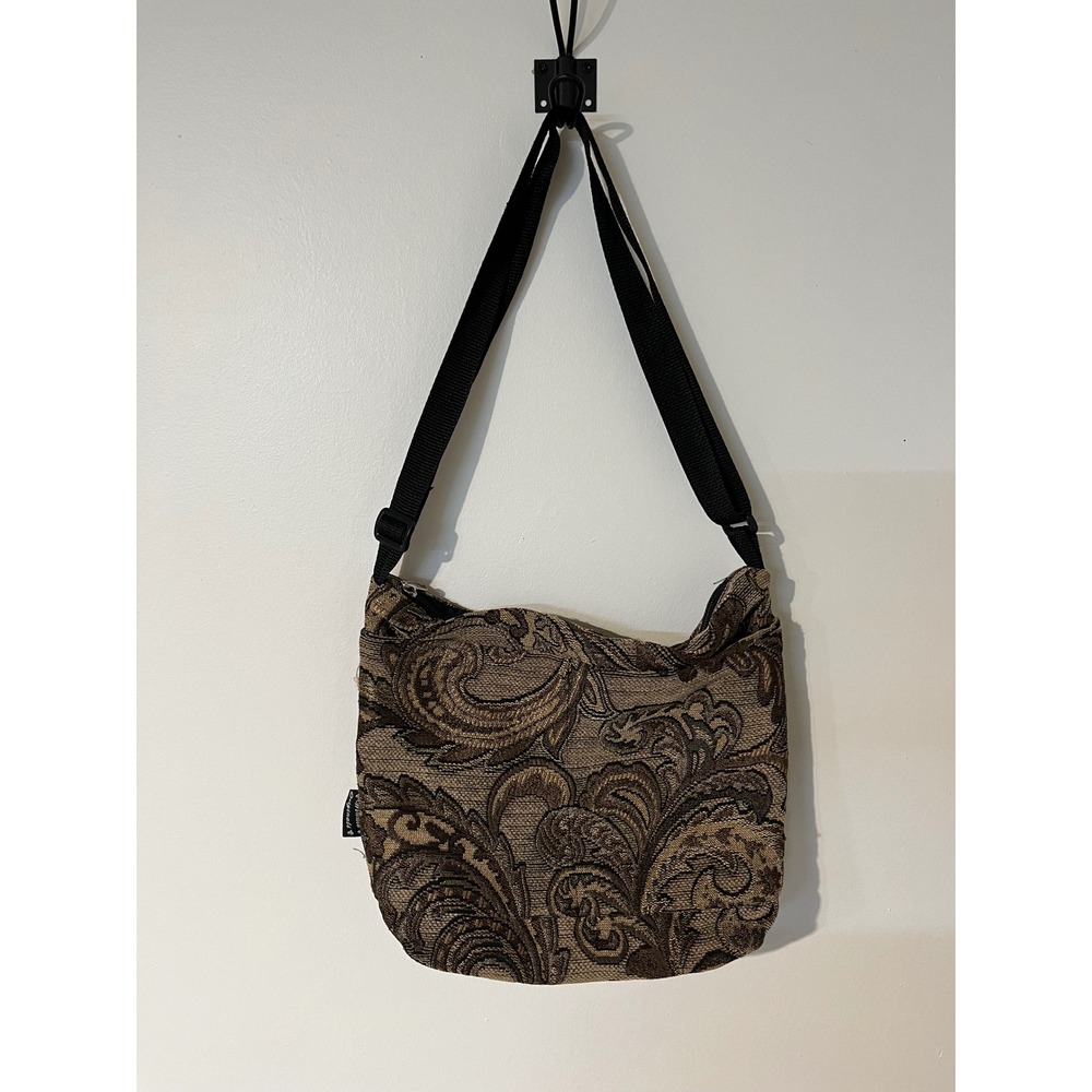 Winnies Originals Tapestry Crossbody Bag Brown Paisley Woven Hobo Shoulder Bag
